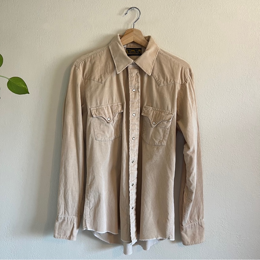 Vintage TemTex Corduroy Pearl Snap Button Up - Picture 1 of 16